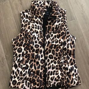 Lands End Down Vest Leopard print
